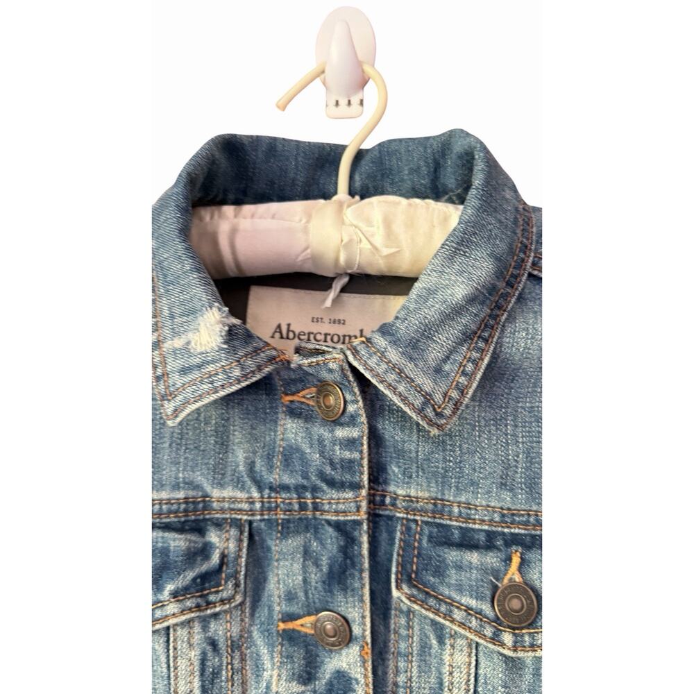 Abercrombie & Fitch Vintage Distressed Denim Trucker Jacket Y2K Women's Size M - Picture 3 of 16